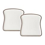 Nestasia Set of 2 White Ceramic Bread-Shaped Serving Plates - Perfect for Tea Time Snacks, Sandwiches, Starters, or Burgers (6.6 inches)