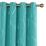 Deconovo Blackout Curtains 2 Panels for Living Room, Wave Foil Print Pattern Room Darkening Curtains, Thermal Insulated Window Curtains for Bedroom, 52W x 63L Inch, Set of 2 Panels, Turquoise