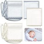 Hosuly 2 Pcs Satin Bassinet Sheet Baby Hair Soft Silk Feeling Sheet Baby Bassinet Sheets for Rectangle Cradle Bassinet Pad Mattress Boys and Girls Newborn and Infant (Gray and White)