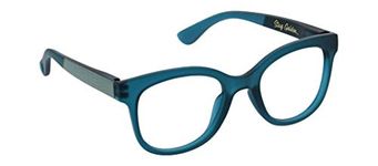 peepers by peeperspecs Women's Brocade Reading Glasses, Teal/Golden-Focus Blue Light Filtering Lenses, 50 mm