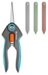Gardena FreshCut Set: Stainless Steel Scissors for Cutting Herbs, Berries or Cut Flowers with the Utmost Precision, 47 mm Blade, Includes Safety Cap and herb Signs (12212-36)
