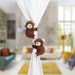 MM TOYS 2 Pcs Teddy Bear Soft Plush Toy Tieback Holdback Holder for Window Curtain Drapes Living Room Home Decoration Accessories for Children Pack of 1 - (5 X 6 Inch, Dark Brown)