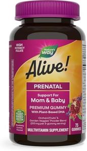 Nature's Way Alive!® Prenatal Premium Gummy Multivitamin with DHA, Fruit and Veggie Blend (150mg per serving), Full B Vitamin Complex, Gluten Free, Made with Pectin, 75 Gummies