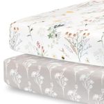 Pobibaby - 2 Pack Premium Fitted Baby Girl Crib Sheets for Standard Crib Mattress - Ultra-Soft Jersey Knit, Safe and Snug, and Stylish Floral Crib Sheet (Wildflower)