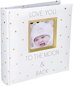 Malden Int Designs 2 Up 4x6 Baby Photo Album With Memo Writing Area Love you to the moon and back Printed Paper Cover Book Bound White