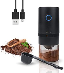 VECH Coffee Grinder, Electric Burr Coffee Grinder, Portable Coffee Bean Grinder,with Multiple Grind Settings,Rechargeable, Black