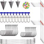 Surf Fishing Hooks Tackle Kit Saltwater Fishing Lures Fishing Gear Fish Finder Rigs Pompano Rig Pyramid Sinker Weight Fishing Hooks Swivels Various Accessories Set Box Kit-75pcs