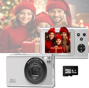 Digital Camera for Kids,4K Point and Shoot Digital Cameras with 32GB Sd Card 16X Zoom,56MP Vintage Small Compact Camera for Teens Kids Boys Girls Gift