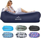 AlphaBeing Inflatable Lounger Air Sofa, Portable Inflatable Couch Mesh Hollow Air Hammock Anti Leakage Air Chair for Outdoor Camping Beach Traveling Hiking Music Festivals Backyard, Navy