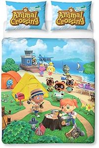 Animal Crossing Official Double Duvet Cover | Reversible Two Sided Beach Design | Polycotton Fun Bedding with Matching Pillow Case, Multi Coloured, 200 x 135cm (Double Duvet)