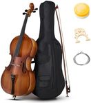 Doredo 4/4 Acoustic Cello Kit for Adults, Beginners,Complete Full Size Cello Set with Portable Bag, Bow, Rosin,Matte Natural
