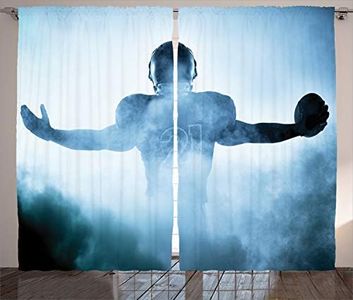 ABAKUHAUS Sport Rideaux, Hero Football américain, Décoration Intérieure Accent Lot de 2 Panneaux, 280x260, Bleu