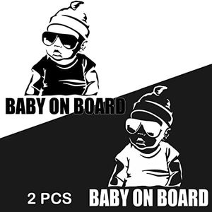 Bimbo a Bordo per Auto 2 Pezzi, FlyWave Adesivo Bimbo a Bordo per Auto 15x15 CM, Non ha Paura Della Pioggia e del Sole Baby on Board Adesivo Auto, Protezione del Bambino Bebe a Bordo