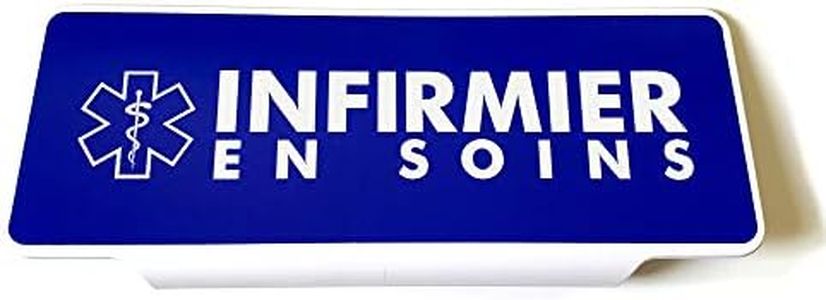 Générique Plaque Pare-Soleil Infirmier en Soins avec Caducée - Rétroréfléchissante - Bleu