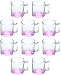 DISCOUNT PROMOS Small Glass Coffee Mugs 9 oz. Set of 10, Bulk Pack - Perfect for Coffee, Tea, Espresso, Hot Cocoa, Other Beverages - Pink