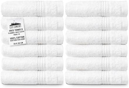 CityComfort Lot Serviette De Toilette, 12 Serviette 30x30 cm 100% Coton 550 GSM Ultra Absorbants et Doux - Essentiel Maison (Blanc Pack de 12)