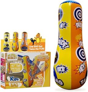 INFLATABLE DUDES Target Bag - Double-Sided - Ninja & Dinosaur 47 Inches - Kids Punching Bag | Already Filled with Sand| Bop Bag | Boxing | Punching Bag for Kids- (Rex and Nobi)