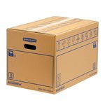 10 BANKERS BOX Large Strong Moving Boxes, 67L SmoothMove Cardboard Boxes, Heavy Duty Double Wall Boxes for Moving House with Handles, 35 x 35 x 55 cm (Pack of 10), Brown