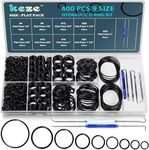 KEZE 400 Pcs Hydraulic O-Ring Flat Face Fittings 9 Size Buna-N 70A O Rings Seal Kit for Hydraulic Fitting,Cylinders,ORS/ORFS Flat Face Hydraulic Fittings (Flat Face Size 1/4"-2")