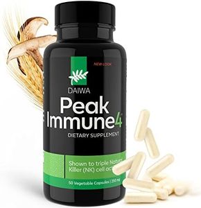 Daiwa Peak Immune 4 - Immune System Booster – Rice Bran and Shitake Mushroom Supplement for Natural Immune Support, 50 Count