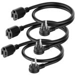 PLUGTUL 14 Gauge Short Extension Cord 3 FT, Black, Low Profile 3 Prong Power Extension Cord with Grounded for Safety, 3-Pack, 15A 1875W 125V, SJTW, ETL Listed, Outdoor/Indoor use.