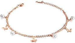 Rockyu Women's Anklet Pink Gold 18K