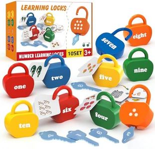 GEERAY Cause and Effect Toys for Toddlers 3 4 5, Montessori Lock & Key Set with 10 Apple-Shaped Locks, Keys & 20 Cards Numbers Matching & Counting, Preschool Learning Games Gifts
