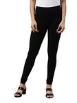 GO COLORS Women Black Mid Rise Cotton Churidar Length Leggings - 4XL