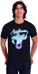 Disney Men's Aladdin Genie Applause Humor Graphic T-Shirt, Black, 4X-Large