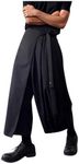 OYOANGLE Men's Skirt Pants Tie Waisted Wide Leg Cropped Harem Pants Y2k Hipple Trousers Black Large