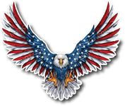 Pack of 2 Bald Eagle American Flag Sticker Decal for Car Truck Window Bumper Wall - 4" x 3.6" Safe for Vehicle Paint - American Made - Free 3M Peel and Stick Vinyl