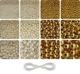 INDIKONB Gold and Off-White Moti Pearl Beads Jewelry Making Materials Set - Beads for Jewellery Making, Earring Making, DIY Art and Craft (Off White + Gold)