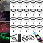 INDARUN RGBW WiFi Led Decking Lights Waterproof IP67 Ø45MM 12V - Led Plinth Light Kits for Terrace/Patio/Path/Wall/Garden/Decoration, 20 Packs