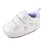 MK MATT KEELY Baby Boys Girls First Walking Shoes Toddler Infant Soft PU Leather Trainers with Anti-Slip Sole,Pink Panda,12-18 Months