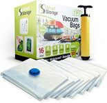 Smart Storage Vacuum Storage Bags, 16 Pack by | Space Saver Bags for Clothes, Pillows & Bedding, Travel Luggage | Vacuum Seal Storage Bags