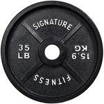 Signature Fitness Deep Dish 2-Inch Olympic Cast Iron Weight Plates with E-Coating, Black