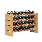 sogesfurniture Floor Wine Racks, Stackable Modular Wine Rack Small Wine Storage Rack Free Standing Solid Natural Wood Wine Holder Display Shelves, (Natural, 8 X 4 Rows (32Slots), BHCA-BY-WS4832M