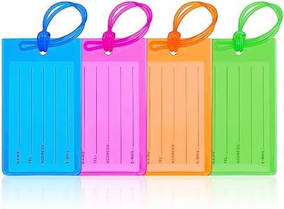 GAOHUI Luggage Tags for Suitcases with ID Card, Suitcase Tags Personalised Luggage Labels with String for Travel Bag, Checked Luggage, Suitcases, Laptop Bags, Backpacks (11×6.3 cm, 4 Colors)