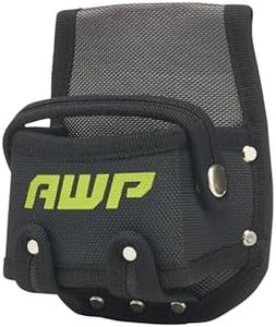 AWP Tape Measure Pouch with Metal Belt Clip and Tunnel Loop, Tool Belt Accessory