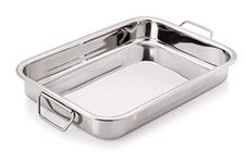 Chef Direct Stainless Steel Roasting Pan with Folding Handles - Silver 45cm