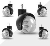 Office Chair Wheels Replacement Ball Rubber Chair Wheels for Wood Floor Carpet Rolling Chair Caster Wheels Set of 5 Heavy Duty Computer Chair Wheels