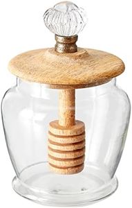 Mud Pie Glass Honey Jar, 5" x 3 1/4" Dia, 1100 Milliliters, Clear