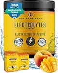 Key Nutrients Electrolytes Powder - 90 Servings - Tropical Peach Mango Electrolyte Drink Mix - No Sugar, No Calories, Gluten Free - Powder and Packets (20, 40 or 90 Servings)