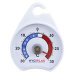 Hygiplas Fridge Freezer Dial Thermometer with Hook- Temperature Range-30°C to 30°C, Easy to Read J226 (Pack of 6)