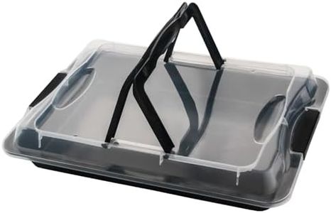 Barlket 11x16 Inch Sheet Cake Pan with Lid and Handle, Rectangle Baking Pan with Cover, Nonstick Cake Carrier for Transport to Party, Gatherings, and Picnics