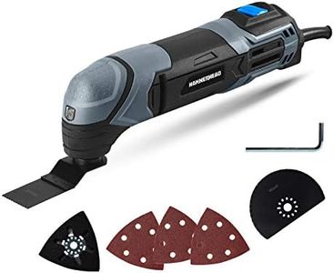 Hammerhead 2.2-Amp Oscillating Multi-Tool with 1pc Flush Cut Blade, 1pc Semicircle Saw Blade, 1pc Sanding pad, 3pcs Sanding Paper - HAMT022