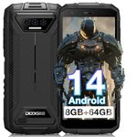 DOOGEE S41T Rugged Smartphone, Android 14 Rugged Phone, 6300mAh, 8GB + 64GB(1TB Expand), 5.5" HD+ Display, 13MP Camera, 4G Dual SIM IP68 Waterproof Mobile Phones, Face ID, NFC - Black