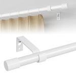 White Curtain Rods 84-120 Long, Heavy Duty Adjustable Curtain Rod Set with Bracket, 5/8 inch Diameter Metal Standard Drapery for Patio Rust Proof, Sliding Glass Door