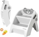 UNCLE WU Step Stool for Kids, Foldable Anti-Slip 2-Step, Lightweight, Safety Handles - Toilet Potty Training, Toddler Ladder Bathroom Sink,Kitchen Counter Stool Helper (Small)