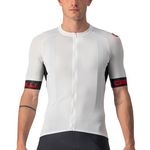 CASTELLI Men’s Entrata VI Jersey, Quarter Length Sleeve Zip Up Jersey for Aerodynamics, Gravel Biking & Race Cycling - Ivory-Light Black-Red - X-Large